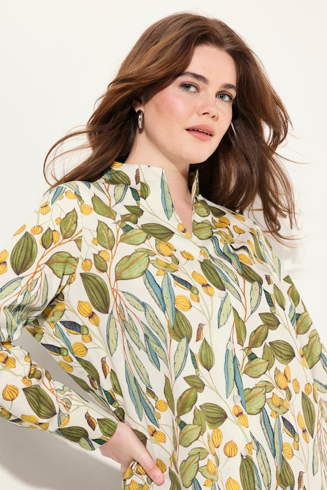 Bluse, Kelchkragen, bedruckt, Langarm