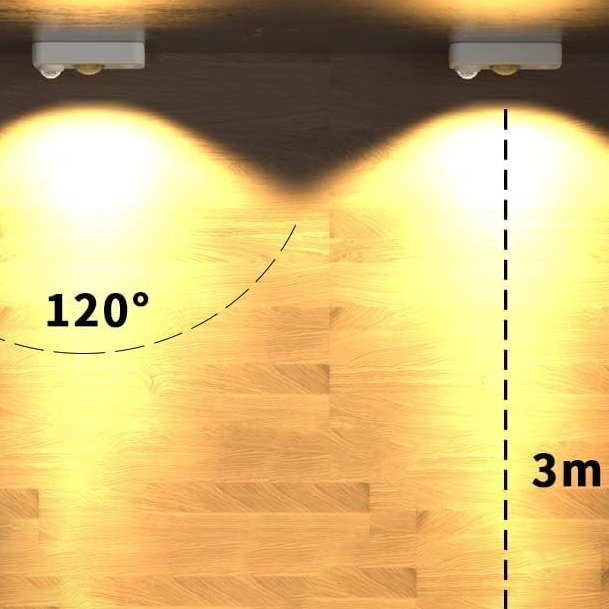 (4er Set) 65x28mm LED Leuchte Schrank Beleuchtung Selbstklebendes Nachtlicht mit Bewegungsmelder (USB) - Warmweiss
