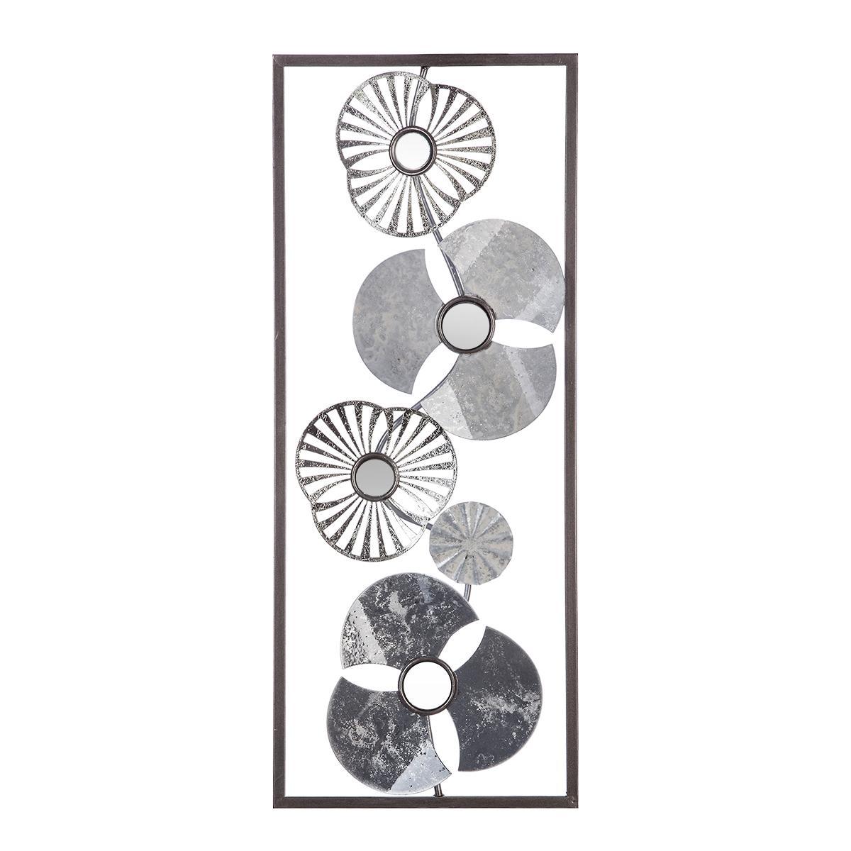 DECO MURALE METAL FLEUR ARGENT 25X61CM