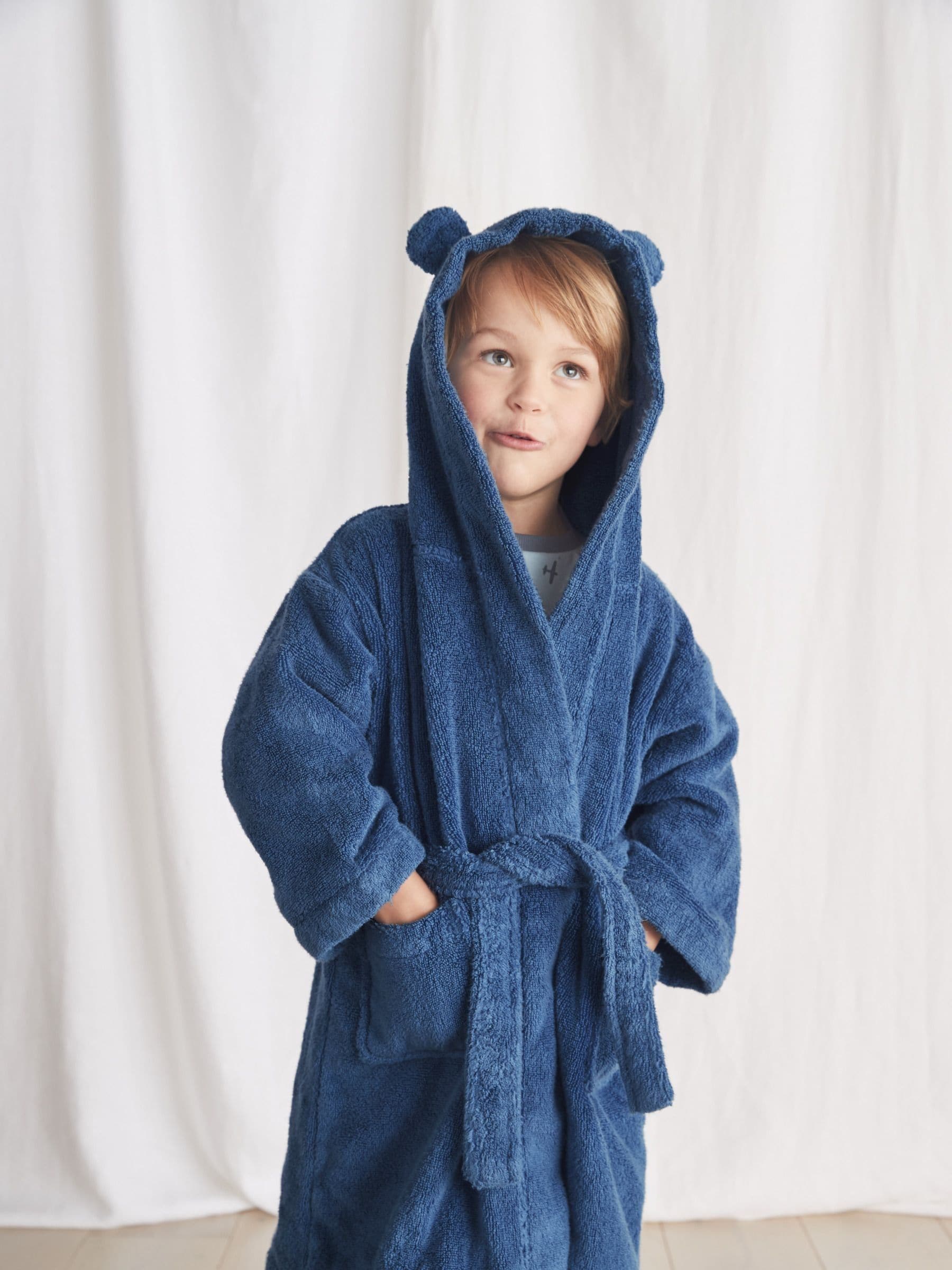 The White Company 100% katoenen blauwe kamerjas met oren