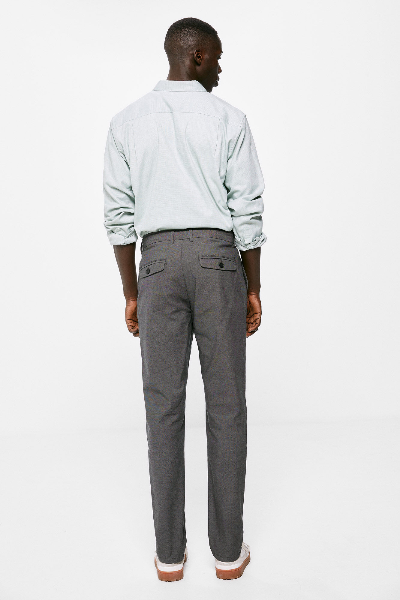 Vestido chino, estrutura bicolor - cinza escuro