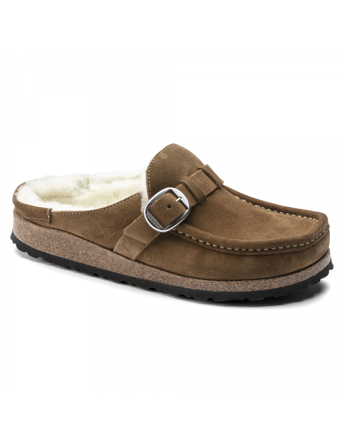 birkenstock sabots fourrés femme buckley suede shearling daim marron