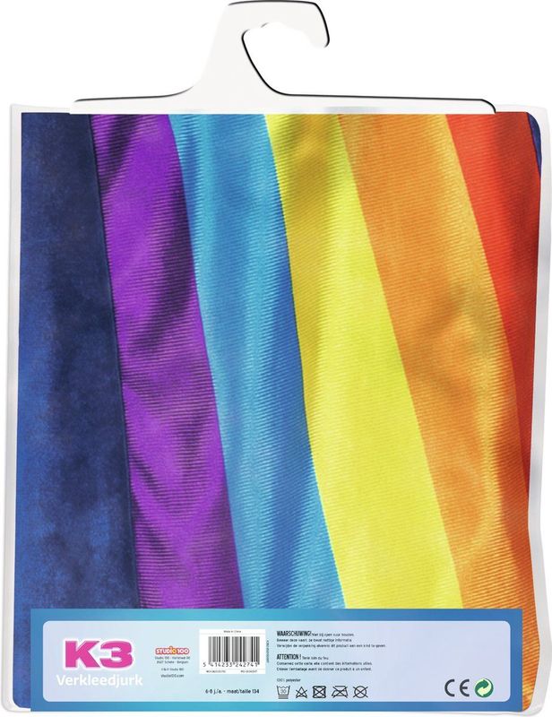 K3 - Verkleedjurk - Regenboog - Blauw - 100% Polyester