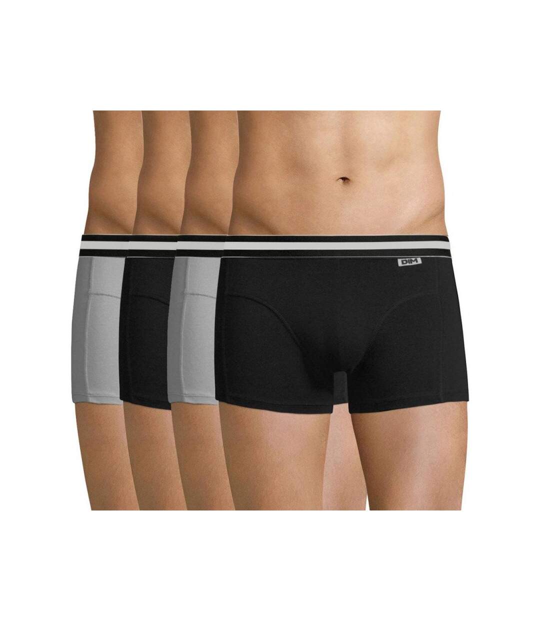 DIM Lot de 4 Boxers Homme Coton ECODIM4 Noir Gris