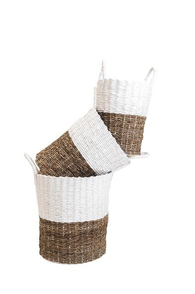 PANIER TRESSE BLANC NATUREL D.28X28X33CM