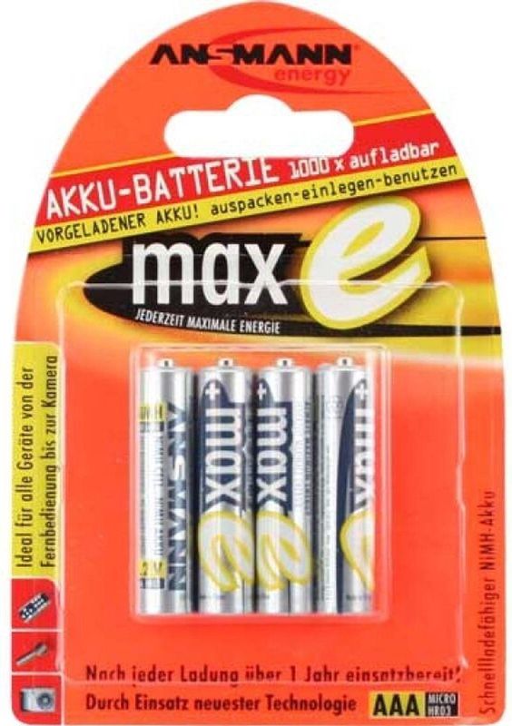 ANSMANN - maxE - AAA Batterijen - Hoge Capaciteit - Laag Zelfontlading