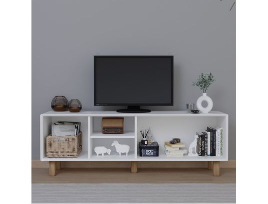 CONCEPT1 - Meuble TV Boheme 1600-70 blanc 160 x 40 x h56 cm