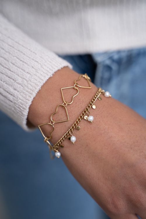Schakelarmband met hartjes