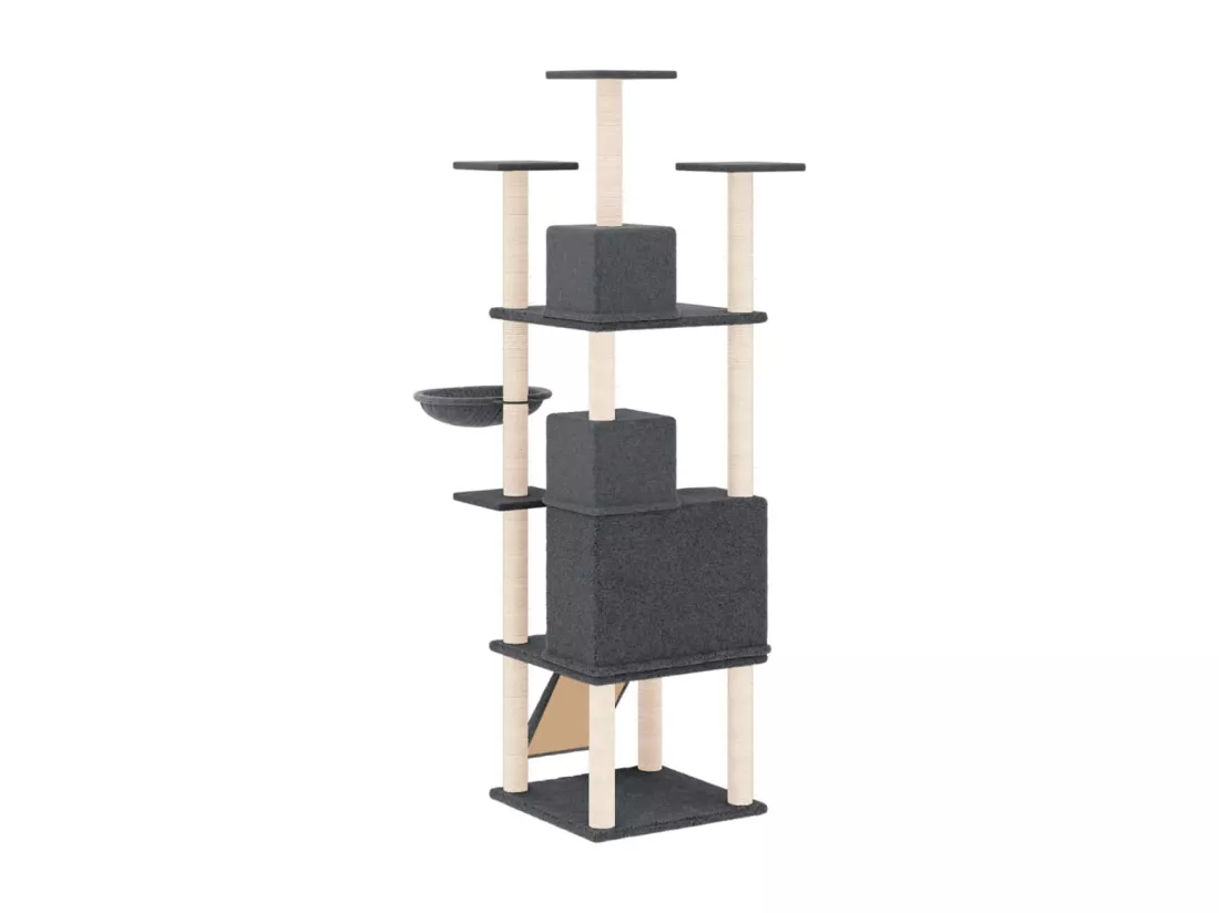 Arbre à chat avec griffoirs en sisal Gris foncé 175 cm