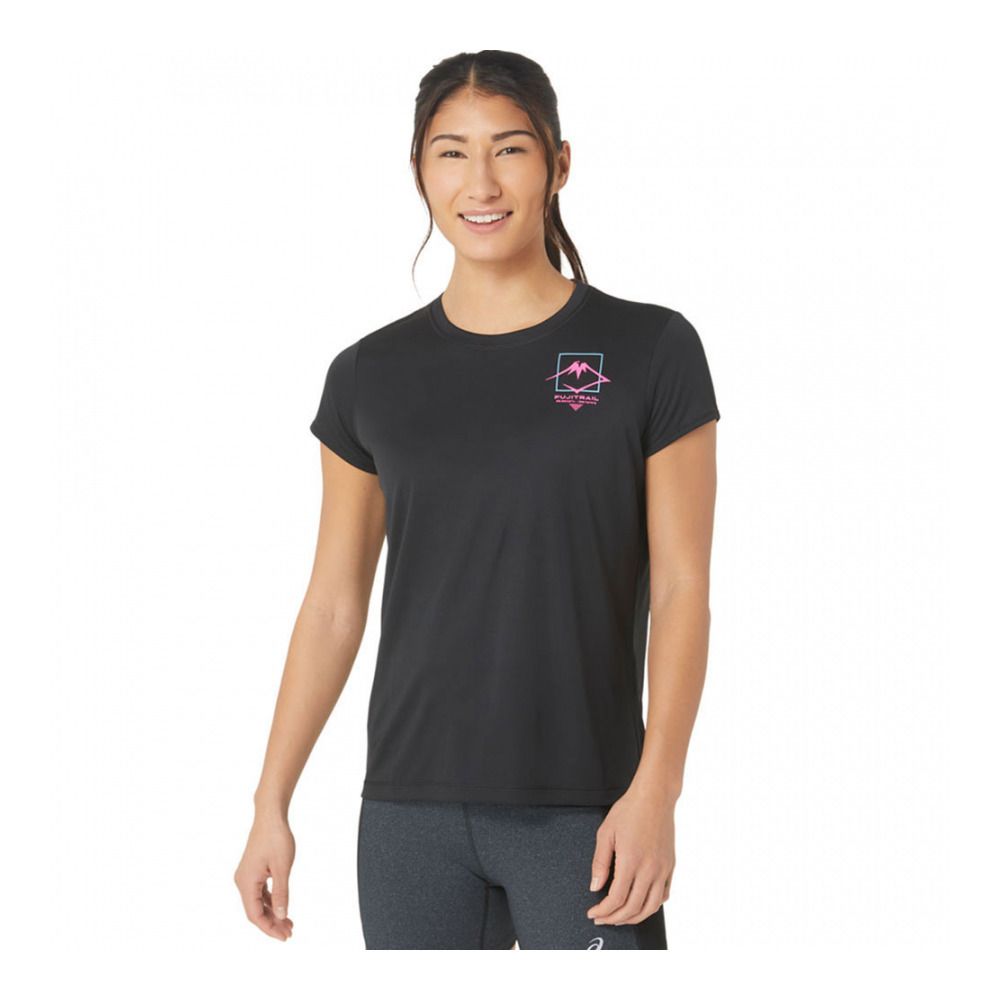 Asics FUJITRAIL LOGO - Tee-shirt Femme performance black