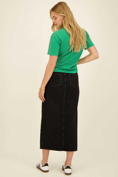 Zwarte midi denim rok met split