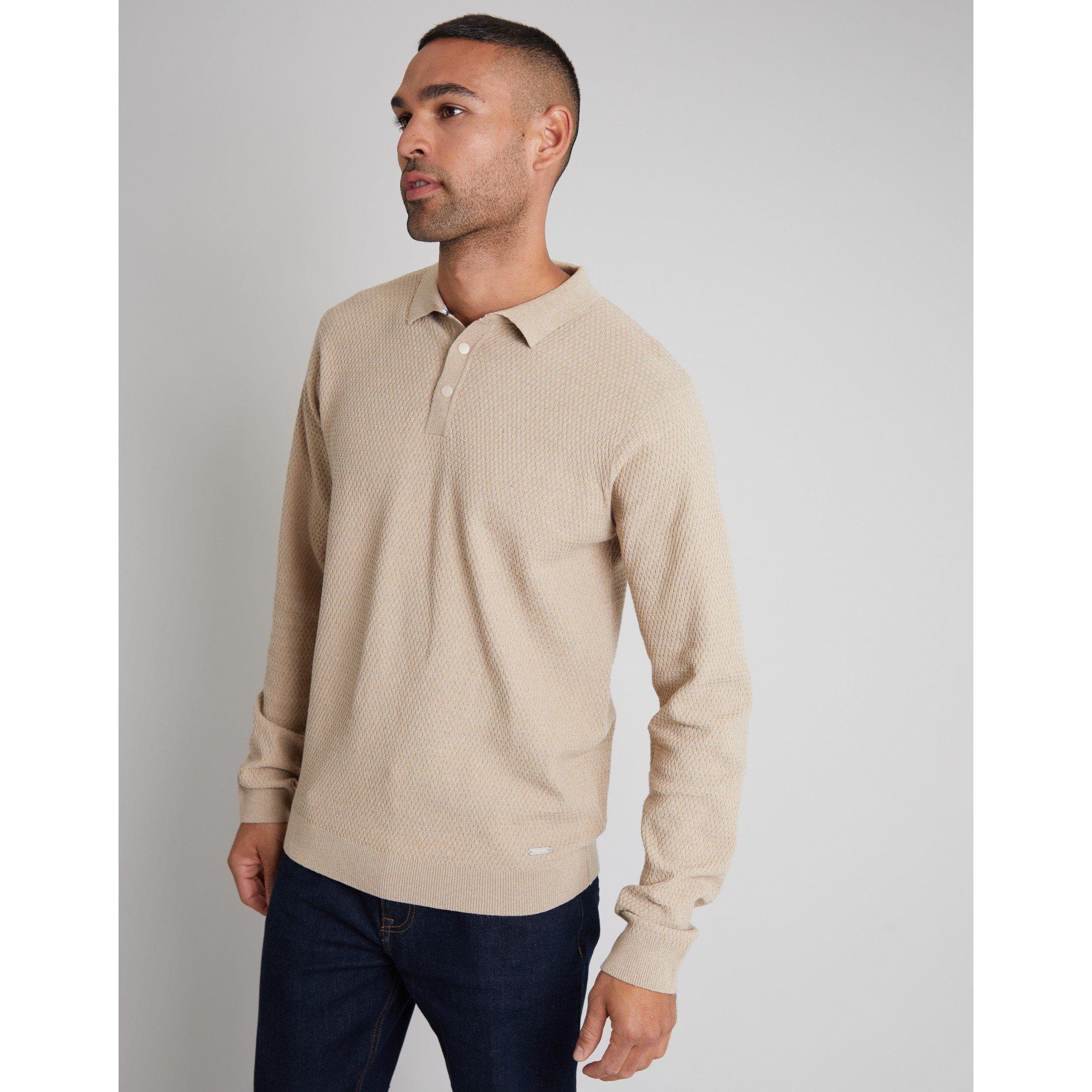 Threadbare TB Long Sleeve Knitted Polo Mens