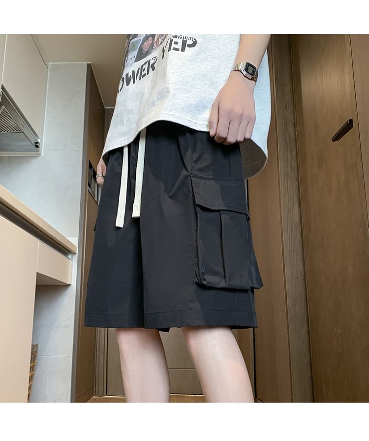 Urtishia - Effen cargoshorts met trekkoordtaille