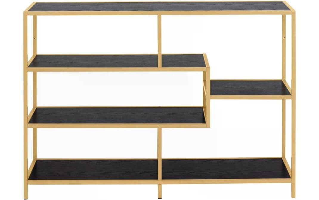 Regal Seaford 114 x 35 x 78 cm, Gold/Schwarz<br>Bücherregal