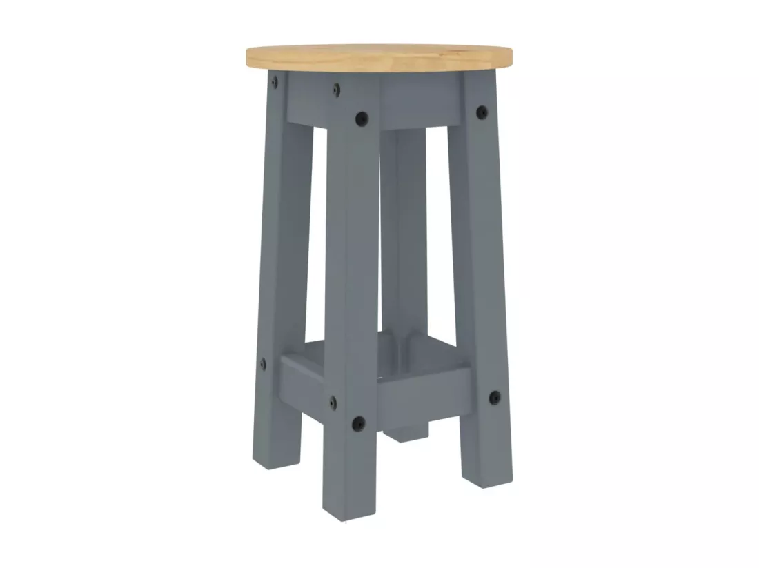 Tabourets de bar lot de 2 gris bois massif de pin