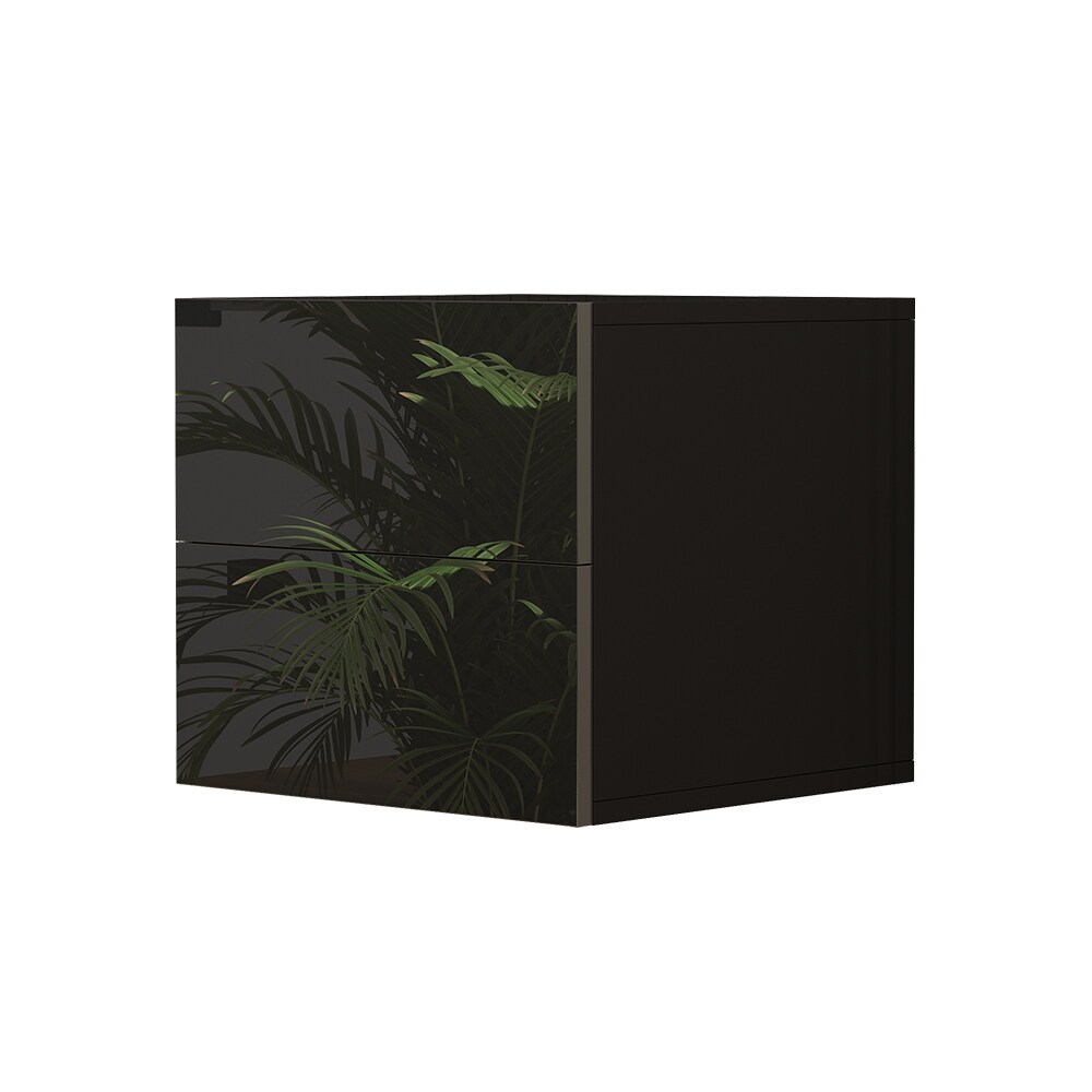 Vicco Nachtschrank Sofie 49,6 x 45 cm, Schwarz Hochglanz, 2 Schubladen