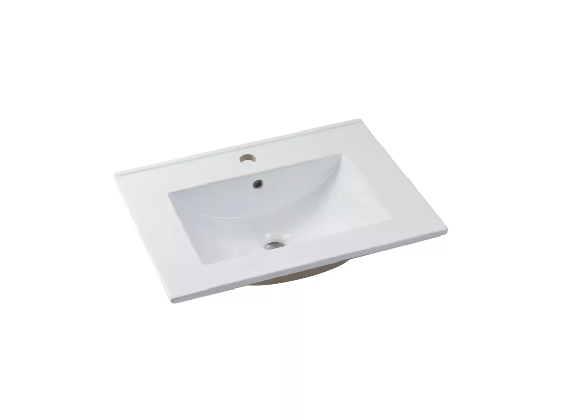 Meuble de salle de bain suspendu strié avec vasque à encastrer - Naturel clair - 60 cm - ZEVARA