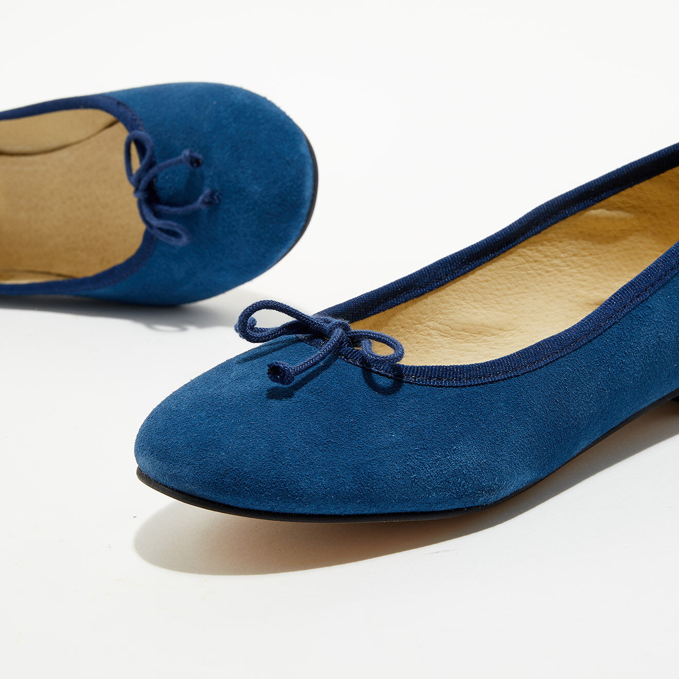Quartier Latin Ballerines en Velours de Cuir Jeanne marine
