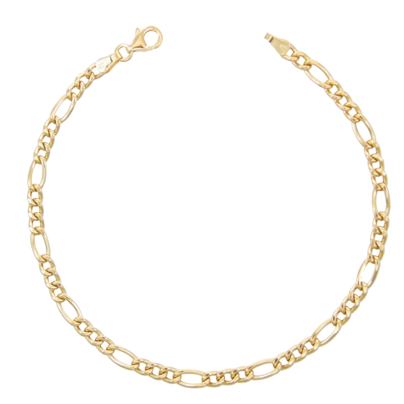 Bracelet Homme Maille Figaro Alternée 1 et 3 - Or Jaune