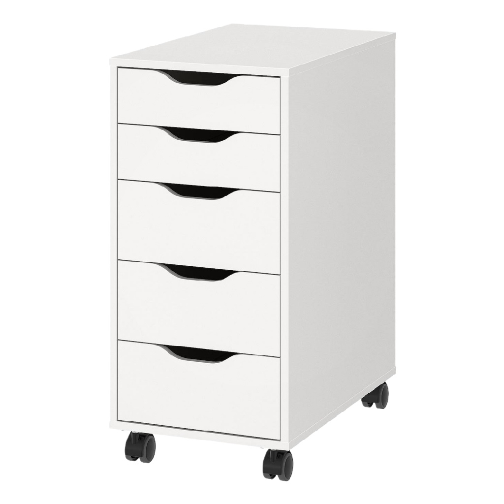Caisson à roulettes blanc avec 5 tiroirs