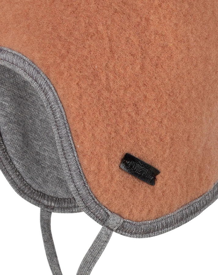 Wollfleece-Zipfelmütze KONTRAST in mocha