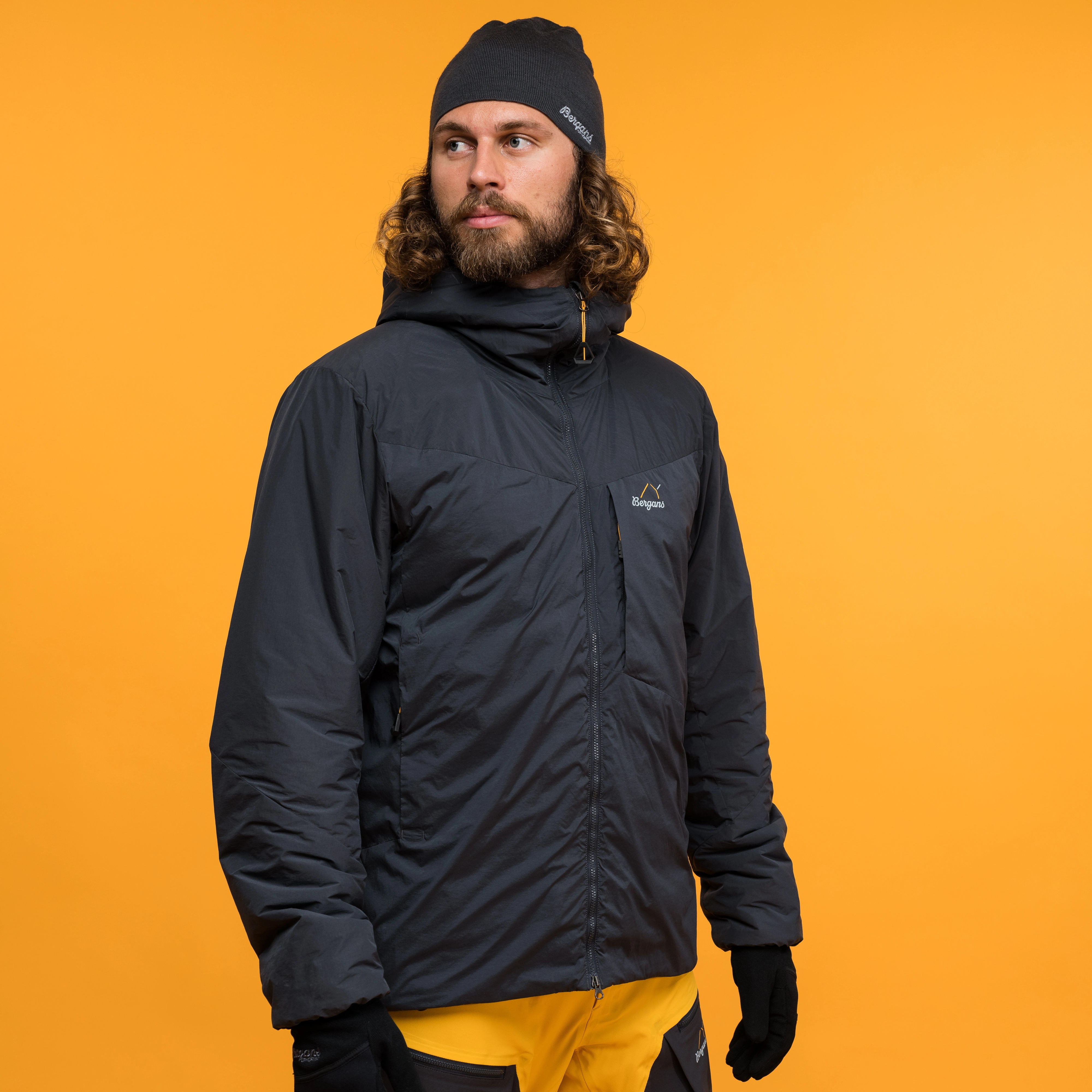 Y MountainLine Insulated Windbreaker Jacket Men Dark Shadow Grey