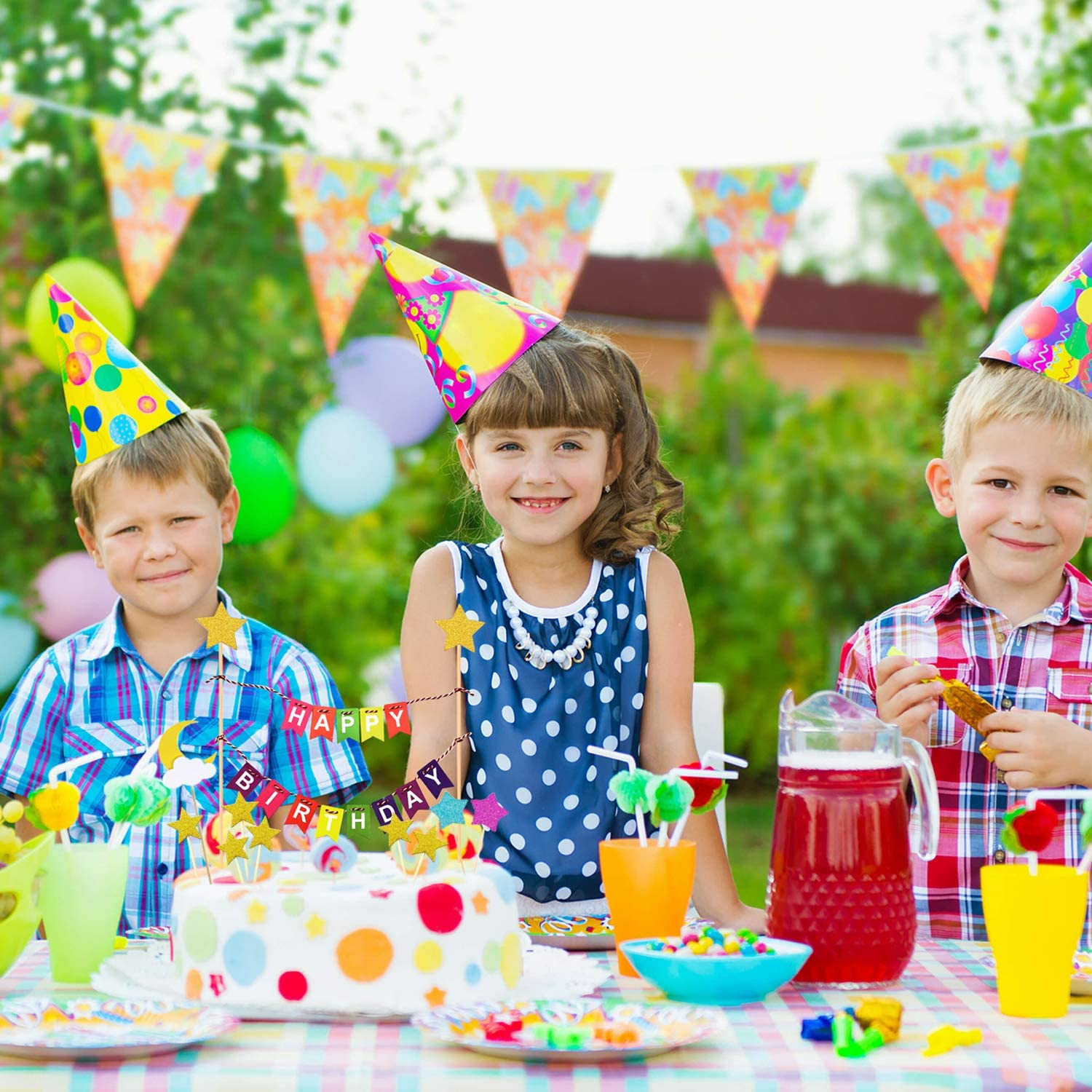 Kuchenstecker Happy Birthday Banner Tortenstecker Topper Dekoration für Torten / Kuchen - Bunt