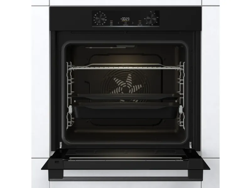 Gorenje Essential BOS6737E06B - Ovn - med dampfunktion - til indbygning - niche - bredde: 56 cm - dybde: 55 cm - højde: 59 cm - med selv-rengøring - Klasse A - sort