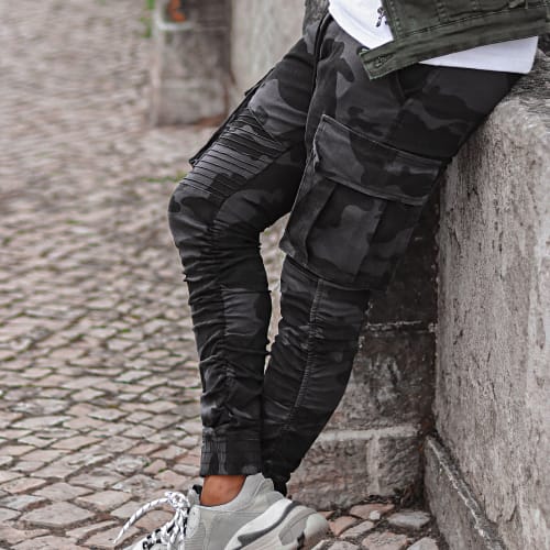 Pantalon Cargo P681 Noir Camo