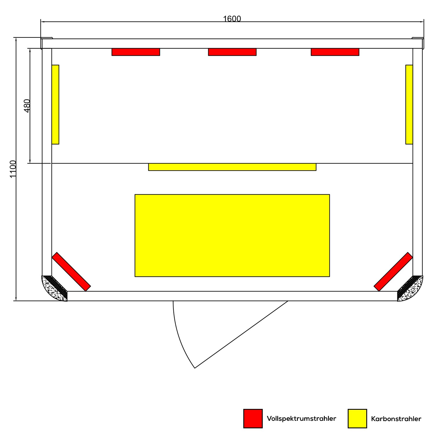 Dewello® Infrarotkabine Infrarotsauna TORONTO 160cm x 110cm inkl. 5 Vollspektrumstrahler, 4 Karbonstrahler, 4 Personen