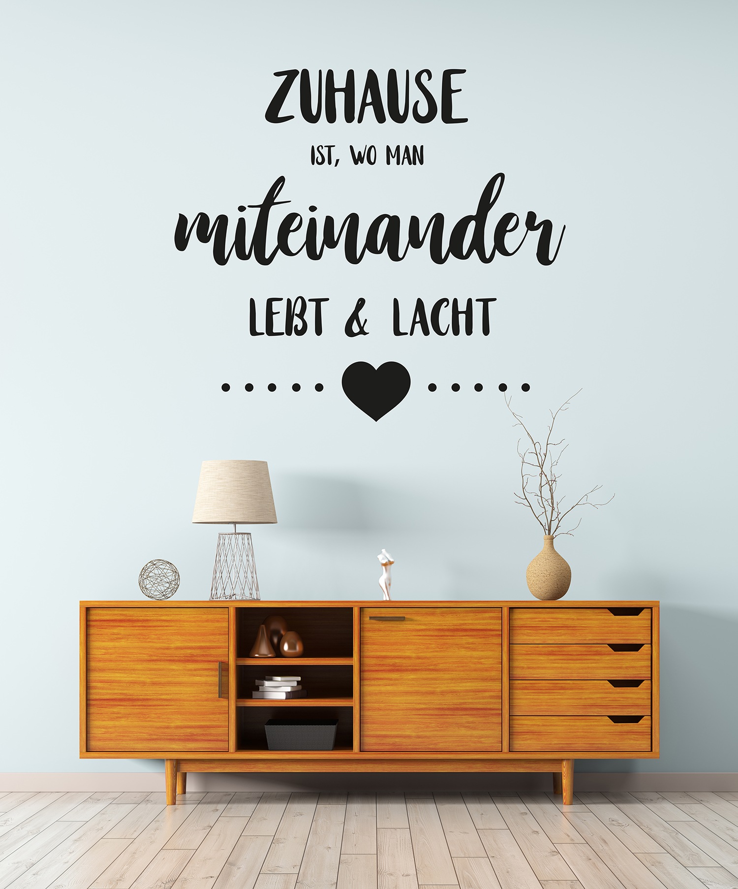 my home Wandtattoo »Zuhause ist, wo man miteinander lebt & lacht« Wandaufkleber, selbstklebend, rückstandslos abziehbar