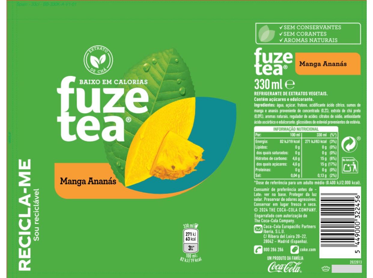 ICE TEA FUZE TEA MANGA ANANAS LATA 6X0.33L