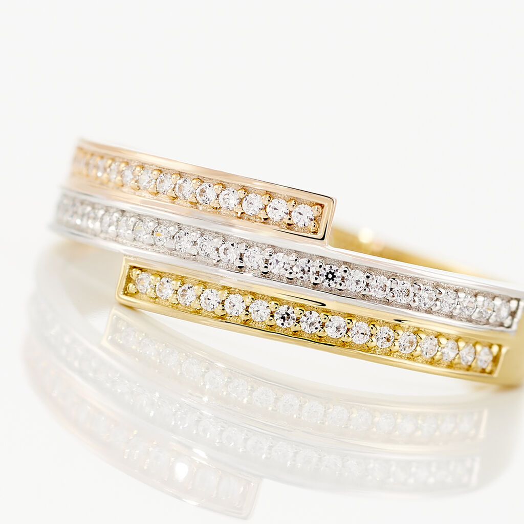 Bague Rama Or Tricolore Oxyde De Zirconium