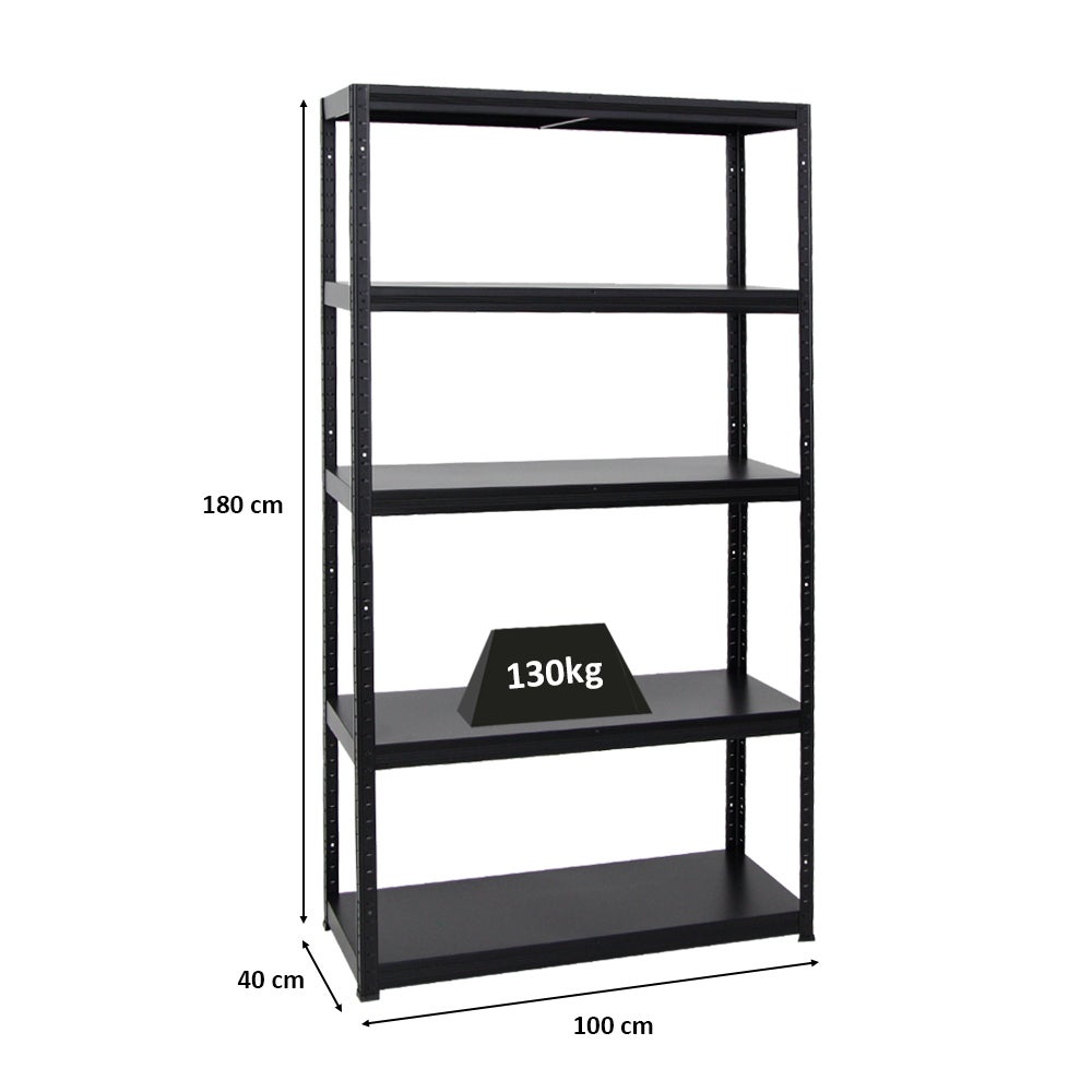 PROREGAL Heavy-Duty Stellingkast Steel Eagle HxBxD 180 x 100 x 40 cm Plankdraagvermogen 130 kg Zwart