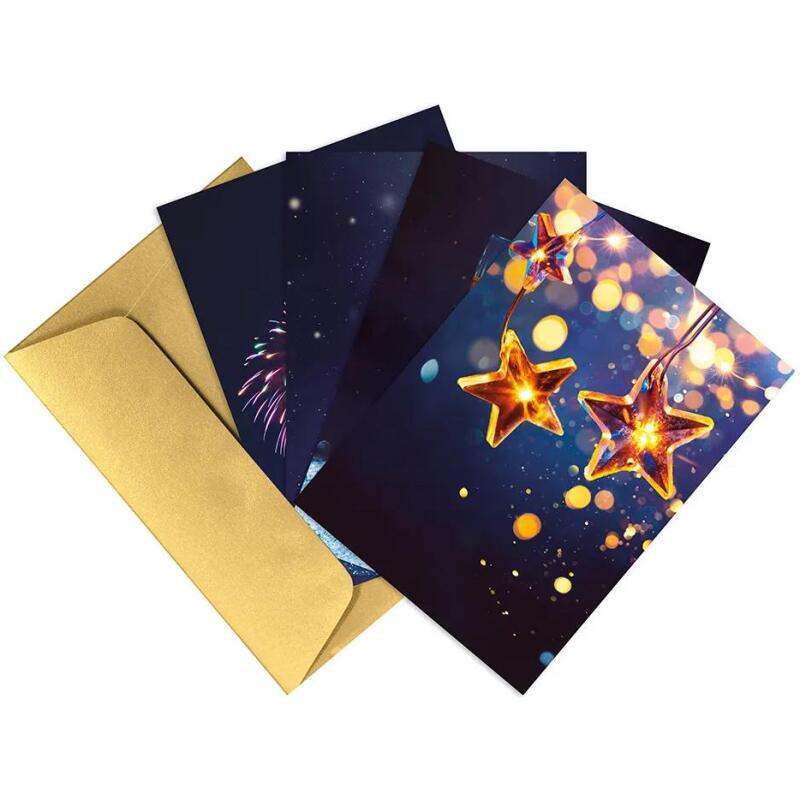 SET DE CORRESPONDANCE THÉMATIQUE, 8 enveloppes Pollen C6 (114x162mm) 120g + 8 cartes pliées 110x155m 185g, Fin d'année
