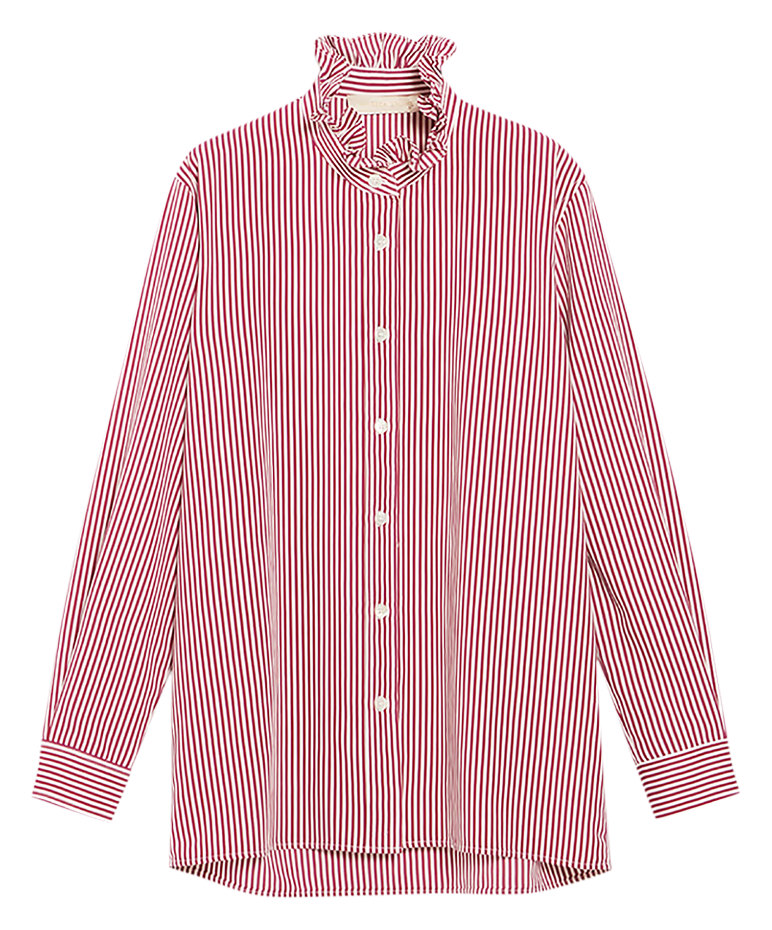 SIDNEY - Chemise à col volanté rayée | Rose