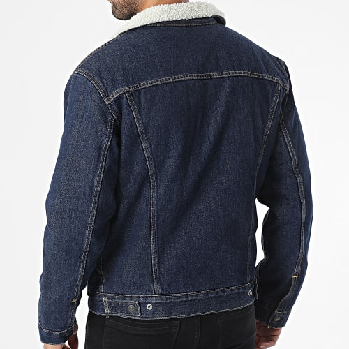 Veste Jean A Col Fourrure 16365 Bleu Brut