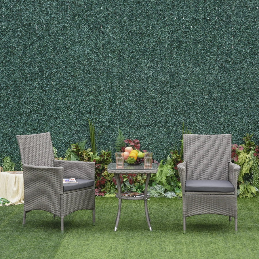 Outsunny Gartensitzgruppe mit Beistelltisch hellgrau