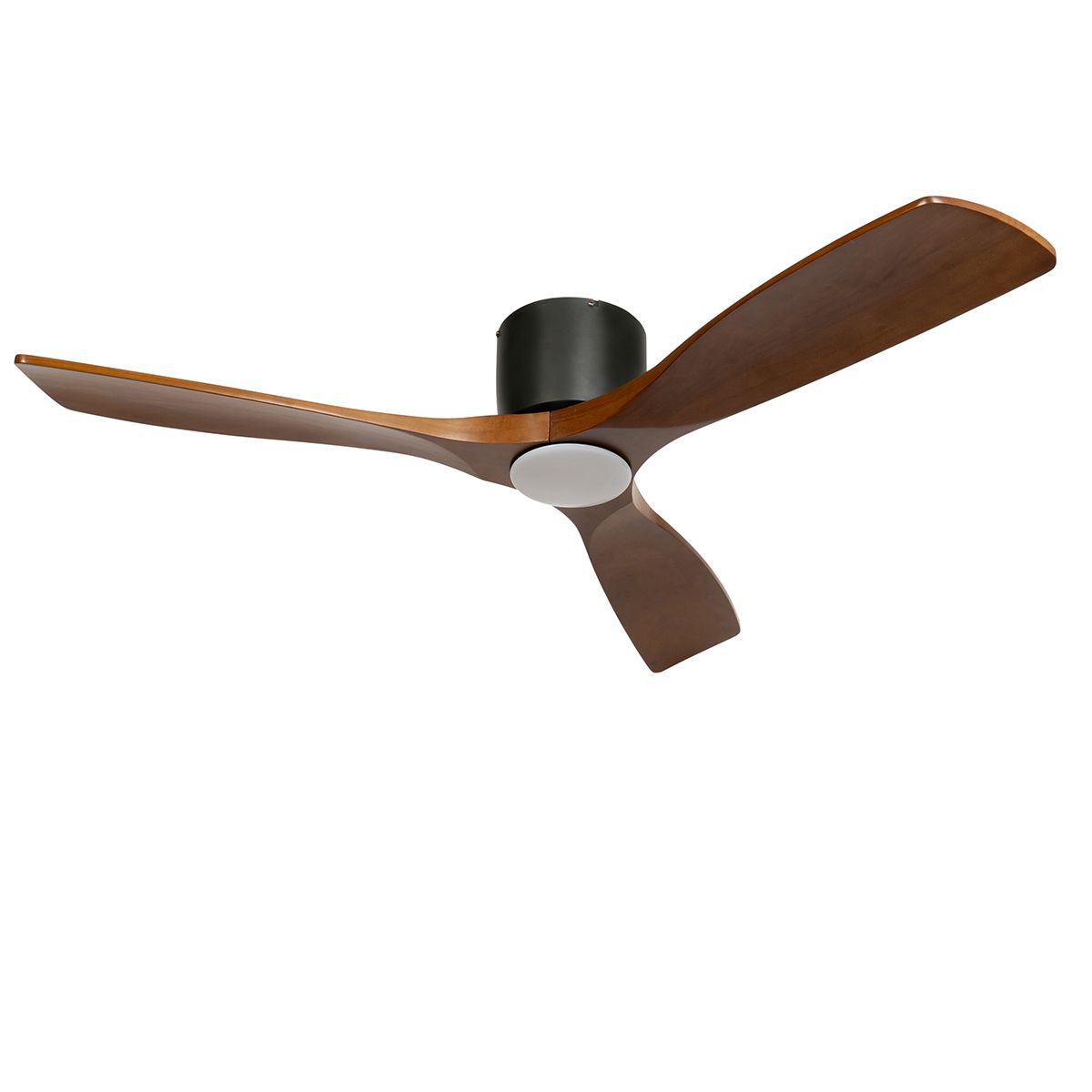 Plafondventilator zwart met hout 131.5cm incl. LED dimbaar met afstandsbediening - Jerri