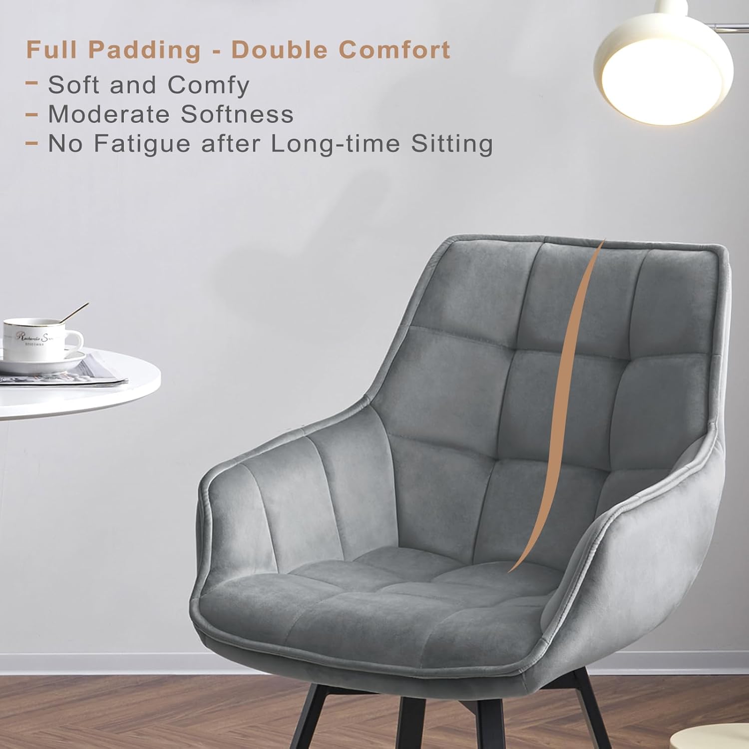 EUGAD Esszimmerstühle 4er Set drehbar, für Esszimmer Wohnzimmer, Bequeme Küchenstühle mit Armlehnen, Rückenlehne, Metallbeinen, modern, Dunkelgrau