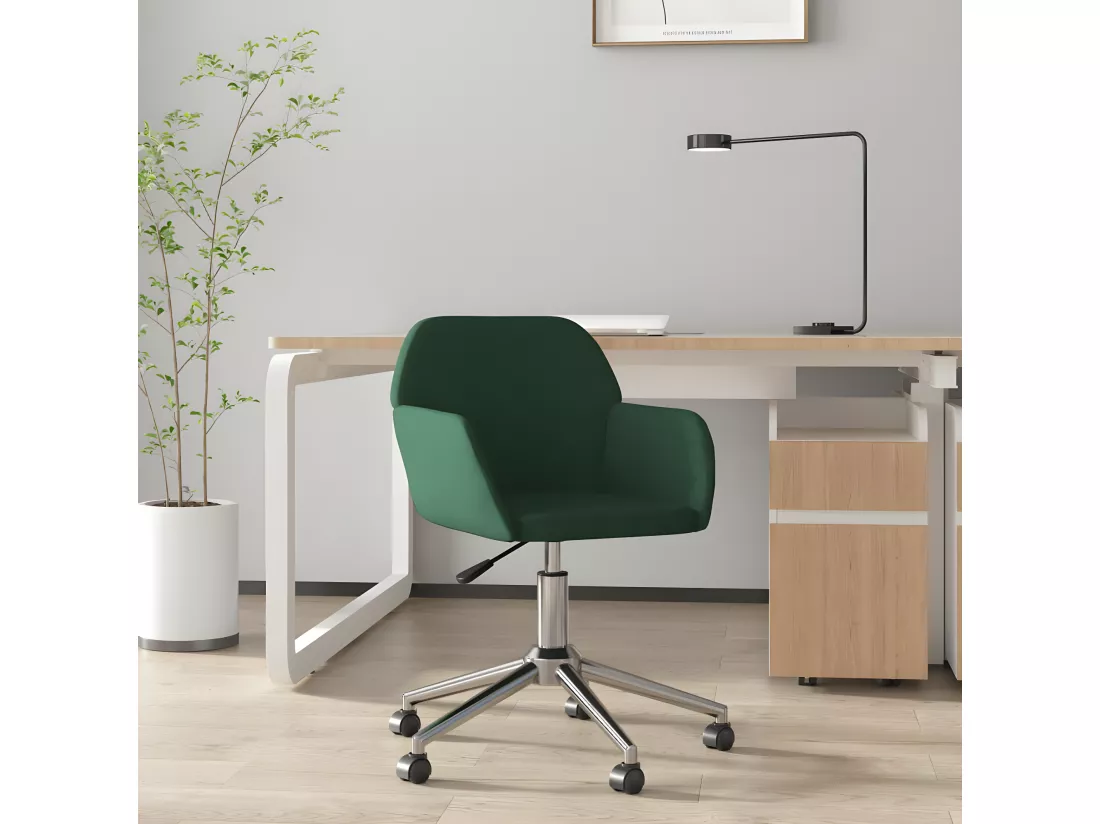 Chaise pivotante de bureau Vert foncé Tissu