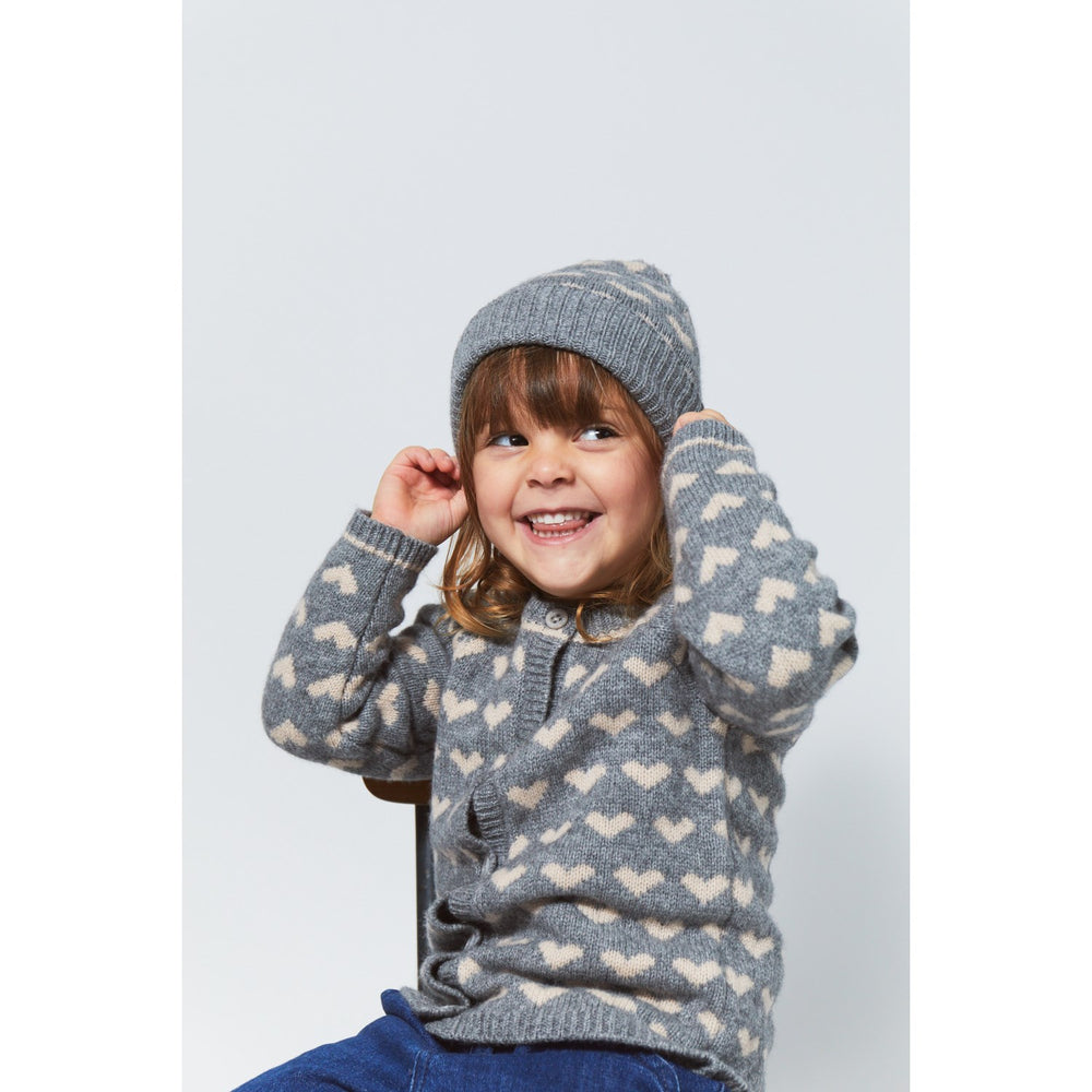 Køb COPENHAGEN COLORS Grå Mel/Taupe Combi Cashmere Beanie W. Hearts & Pompon