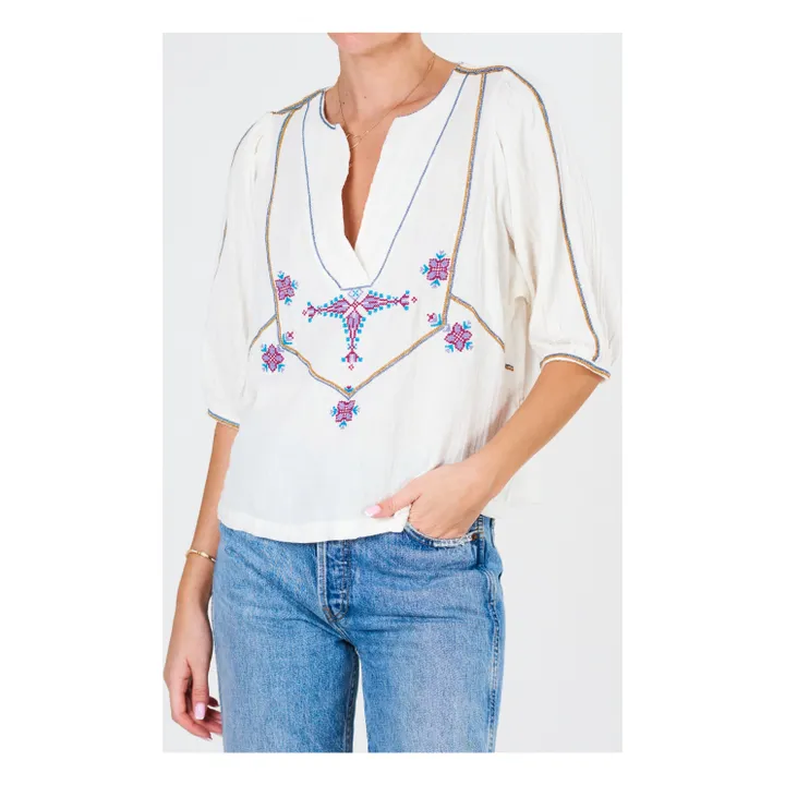M.A.B.E. Blouse Brodée Vivien  | Ecru