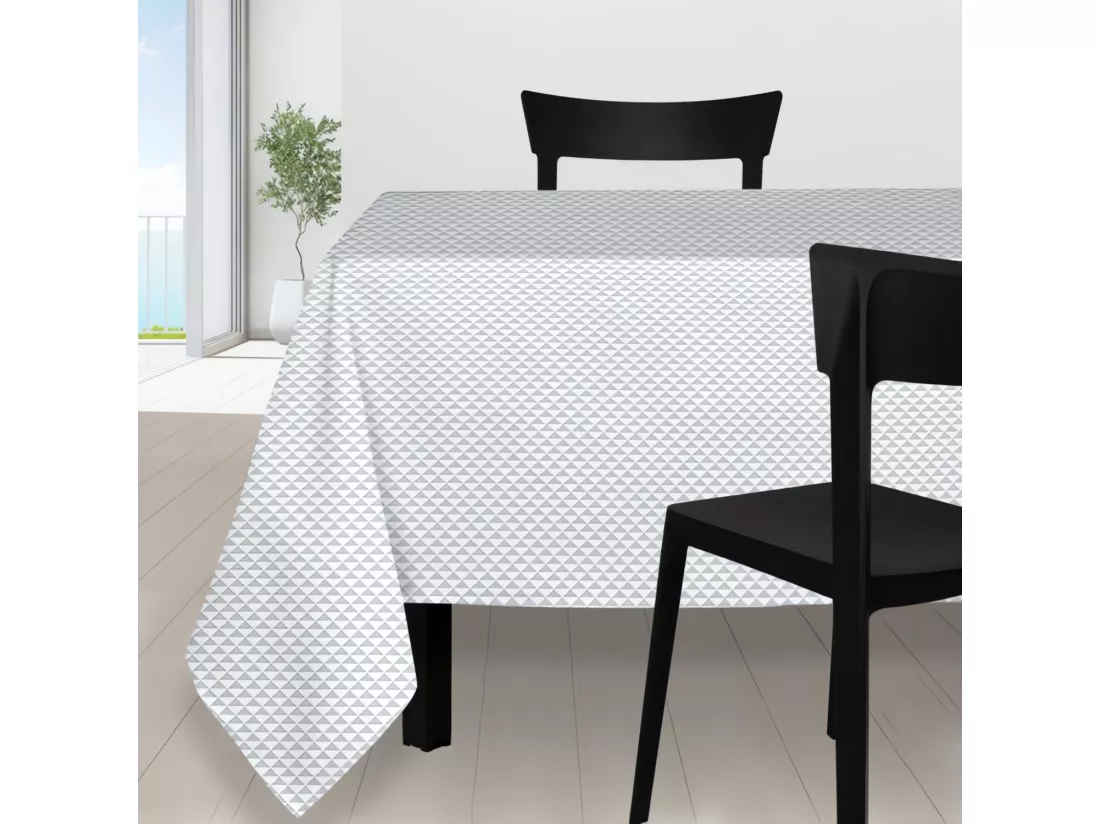 Nappe anti-tâches 180x180 cm PALMIER gris, par Soleil d'ocre