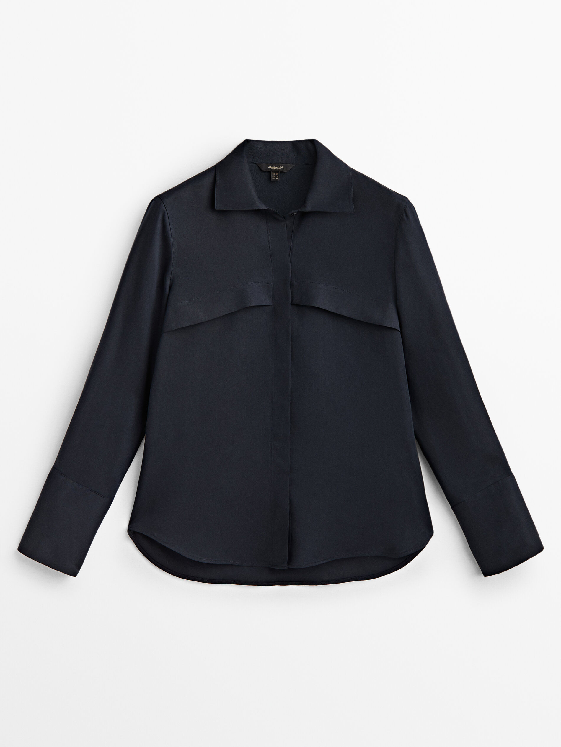 Camisa fluida com bolsos - AZUL ESCURO