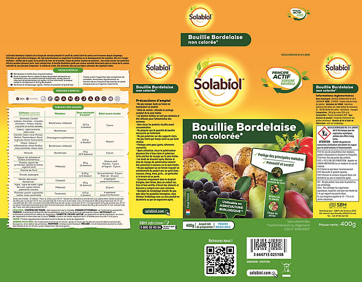 Bouillie bordelaise non colorée Solabiol 400g