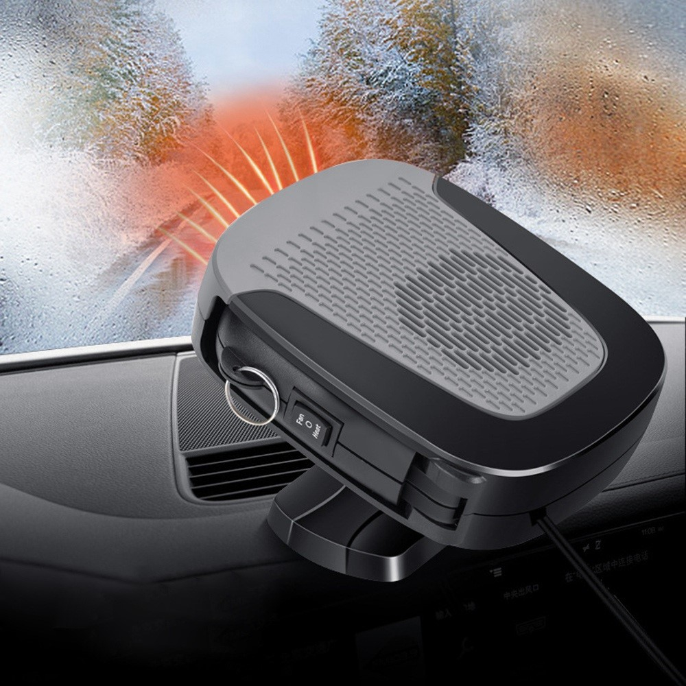 (150W) 2in1 Auto Zusatz Heizung / Kühler Heizlüfter Elektrischer KFZ Entfroster für Zigarettenanzünder - Schwarz / Grau