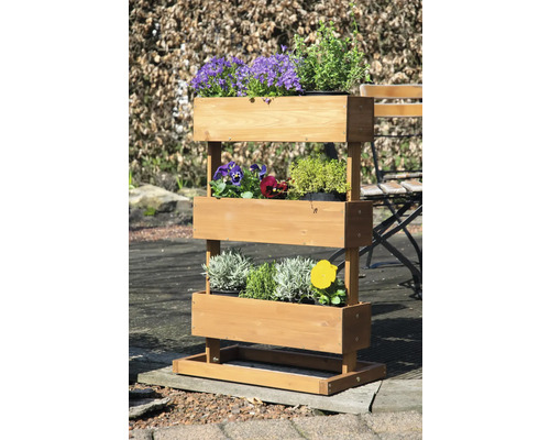 Verticale verhoogde tuinbak van dobar inclusief 3 plantenbakken, grenen, 49,5 x 30 x 78 cm, bruin