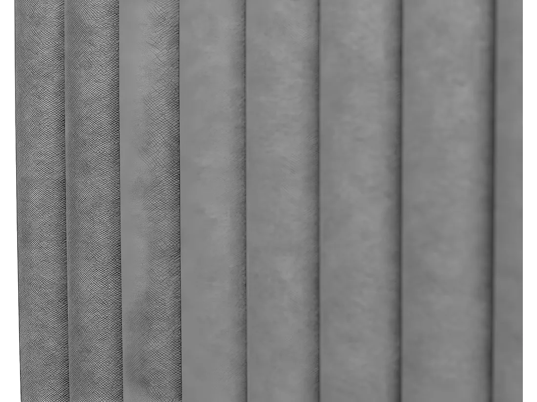 Lit coffre 140 x 190 cm avec tête de lit coutures verticales - Tissu - Gris + Matelas - SARAH