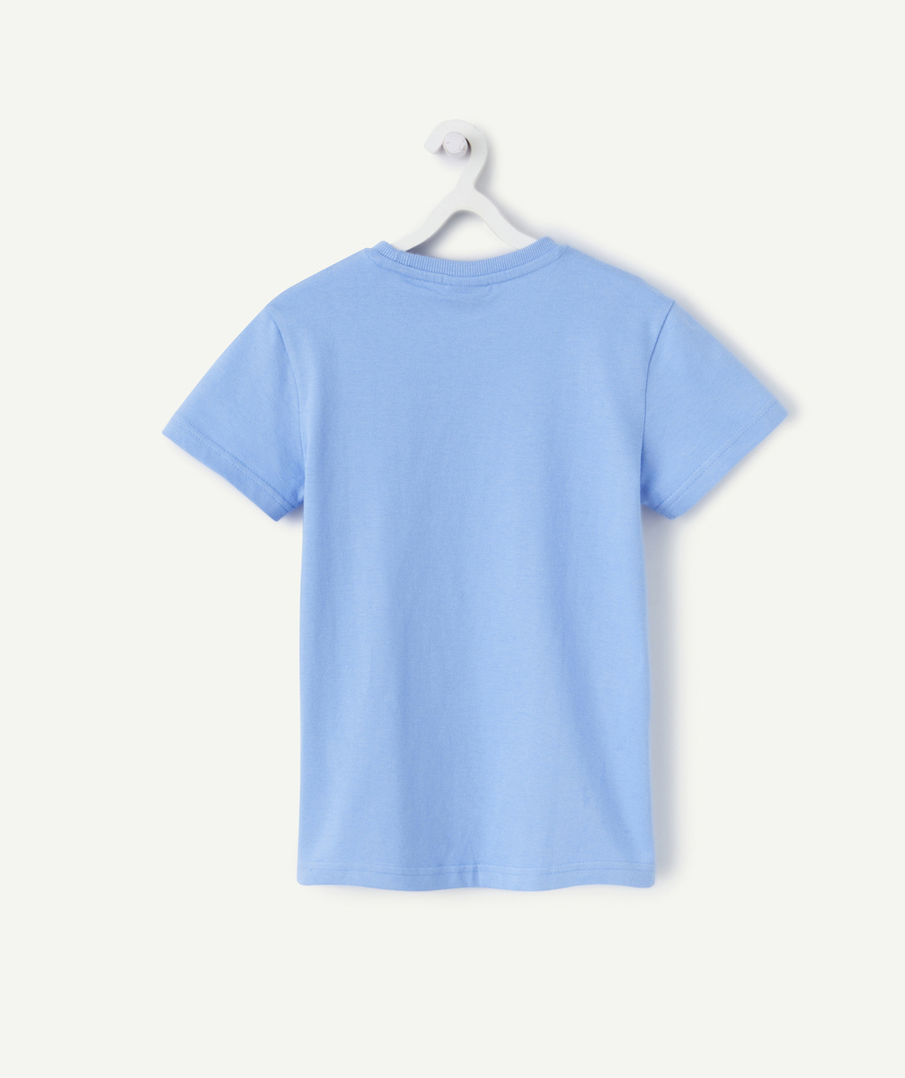 t-shirt manches courtes garçon en coton bio bleu avec surfs brodés